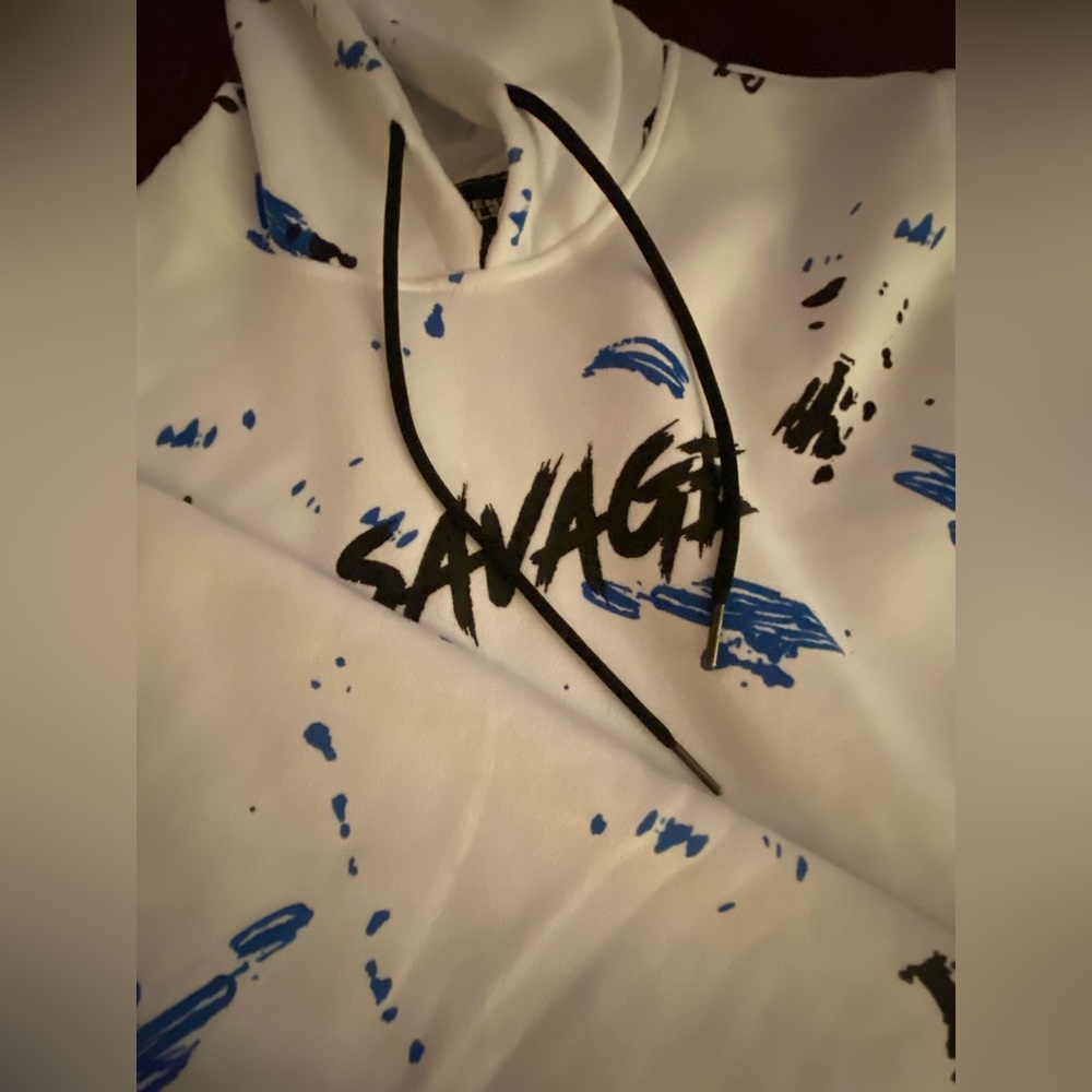 Seven Souls Savage Hoodie/Pullover Mens Size M White/Blue/Black New with tag